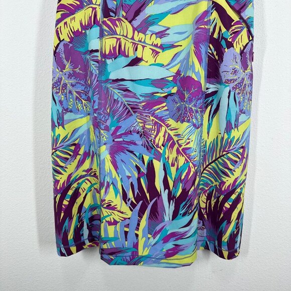 Title Nine Arabella Nimblene Halter Dress Purple Palm Trees Back Zip SUP Size 8 - Picture 7 of 9